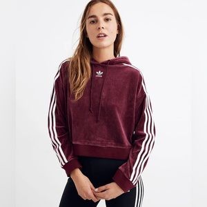 ADIDAS Originals Velvet Cropped Hoodie - Womens Medium